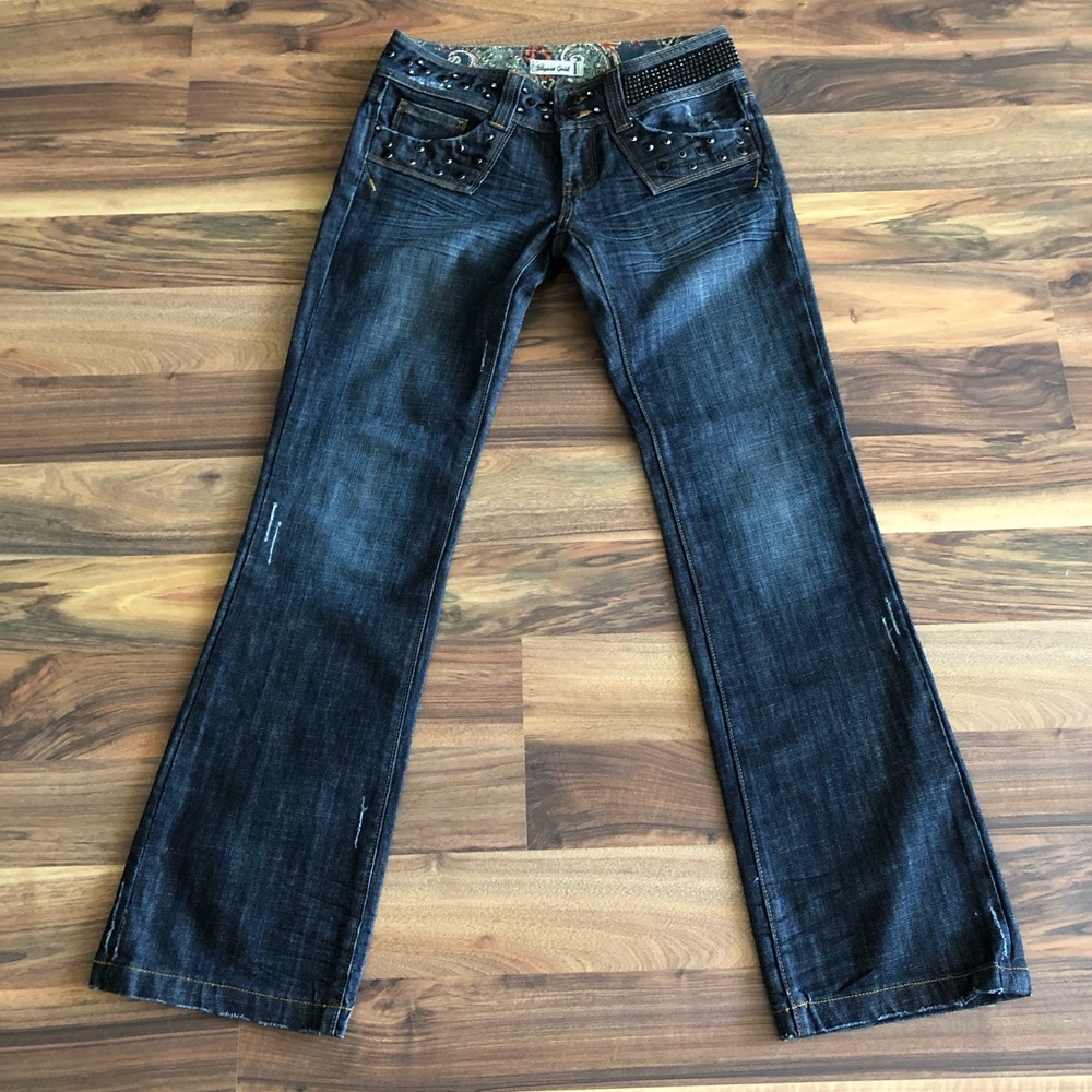 Vigoss Gold boot cut beaded jeans